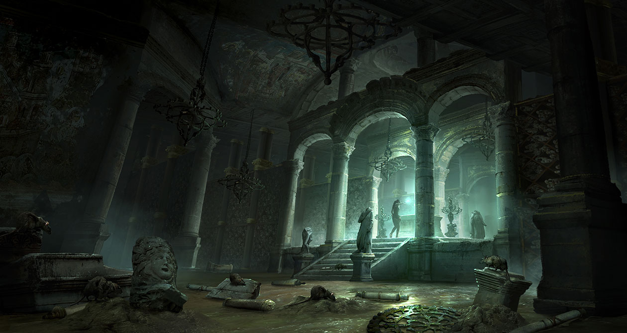 Flooded Archive Chamber Art from Rise of the Tomb Raider