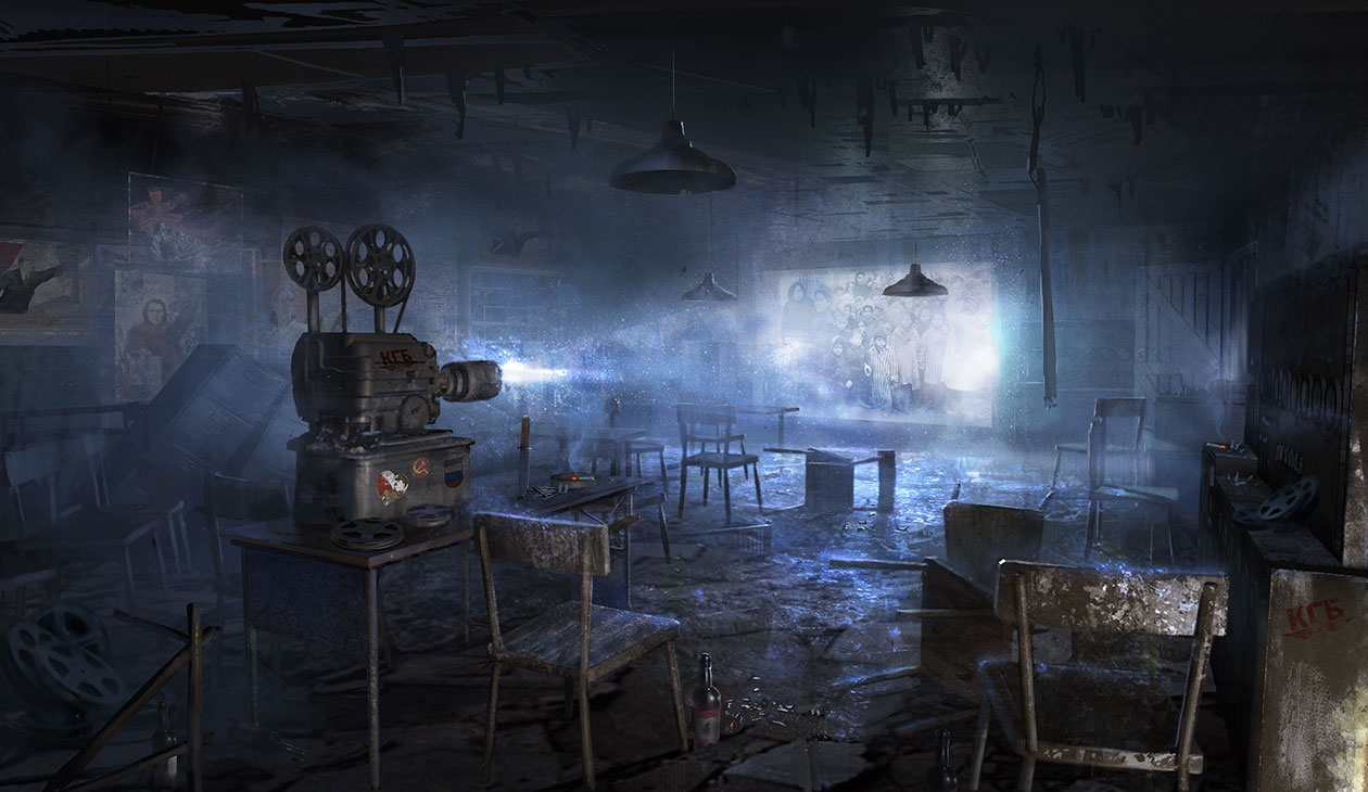 Gulag Projection Room Art from Rise of the Tomb Raider