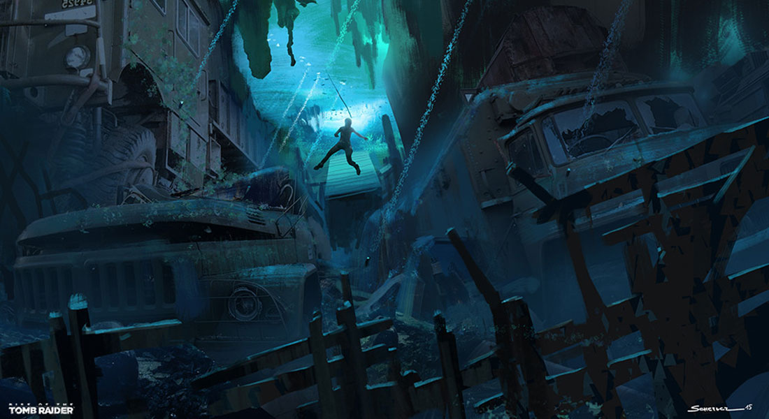 Gulag Rescue Tank Pool Art from Rise of the Tomb Raider