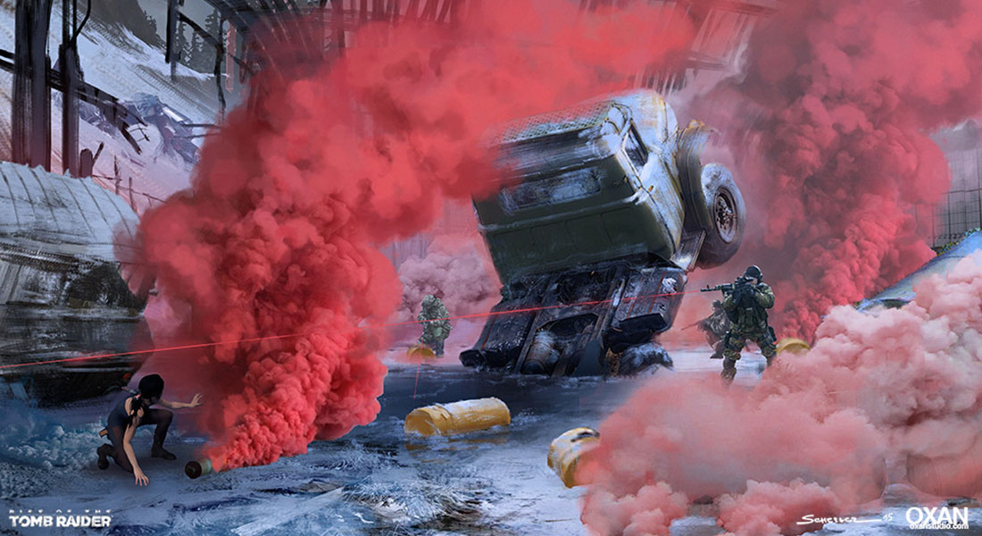Tank Pool Fight Art from Rise of the Tomb Raider