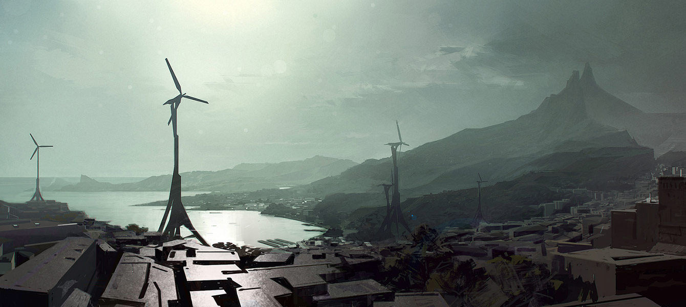 Dust District Cityscape Concept Art from Dishonored 2