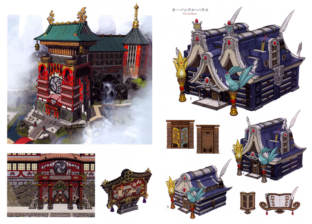 Large House & Carbuncle House Art from Final Fantasy XIV: Stormblood