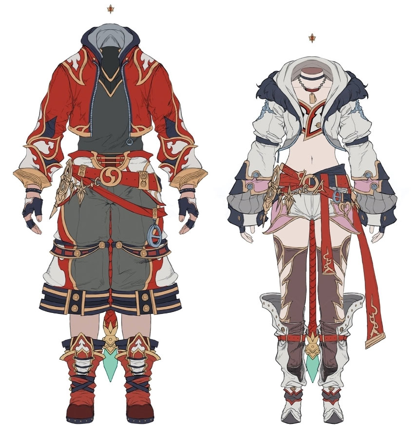 Nezha Lord's and Lady's Attire Art from Final Fantasy XIV: Stormblood