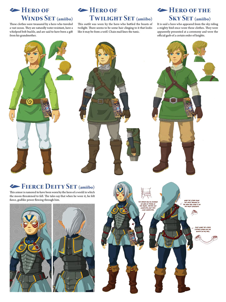 Link Classic Armor Sets Art from The Legend of Zelda: Breath of the Wild