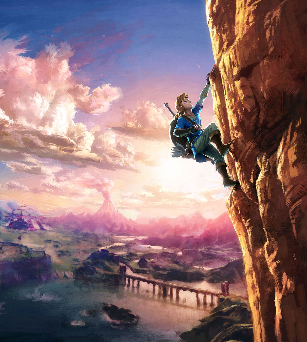 Link Climbing Cliff Vertical Art from The Legend of Zelda: Breath of the Wild