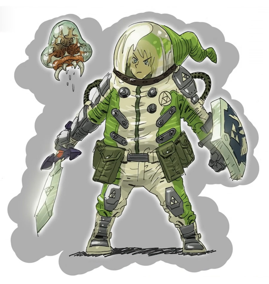 Metroid Link Concept Art from The Legend of Zelda: Breath of the Wild