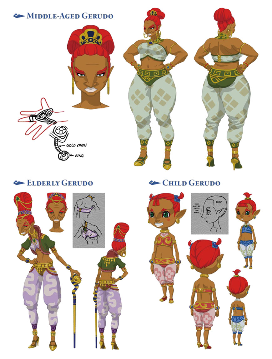 Middle-Aged, Elderly, and Child Gerudo Art from The Legend of Zelda: Breath of the Wild