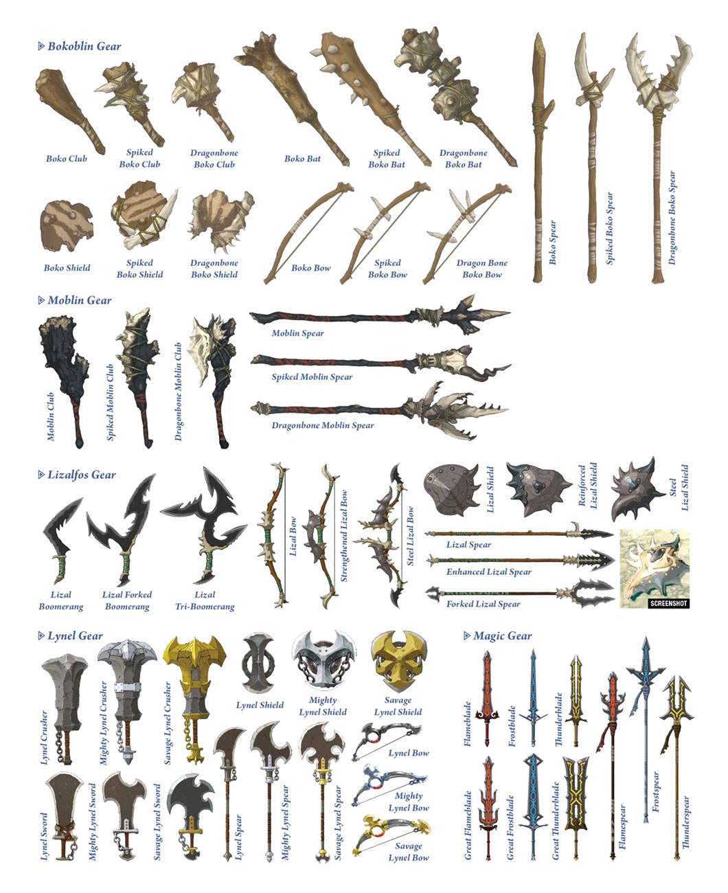 Monster Weapons and Shields Art from The Legend of Zelda: Breath of the Wild