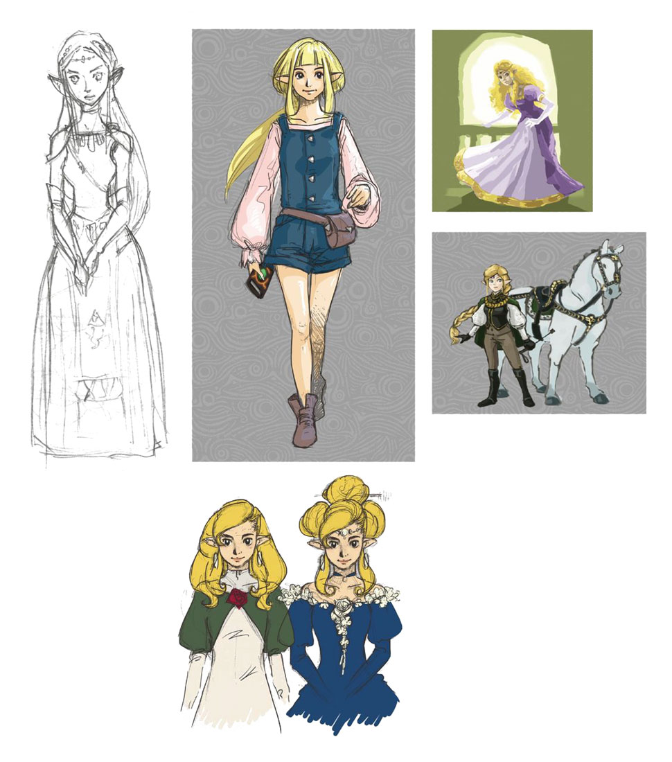 Princess Zelda Early Designs from The Legend of Zelda: Breath of the Wild