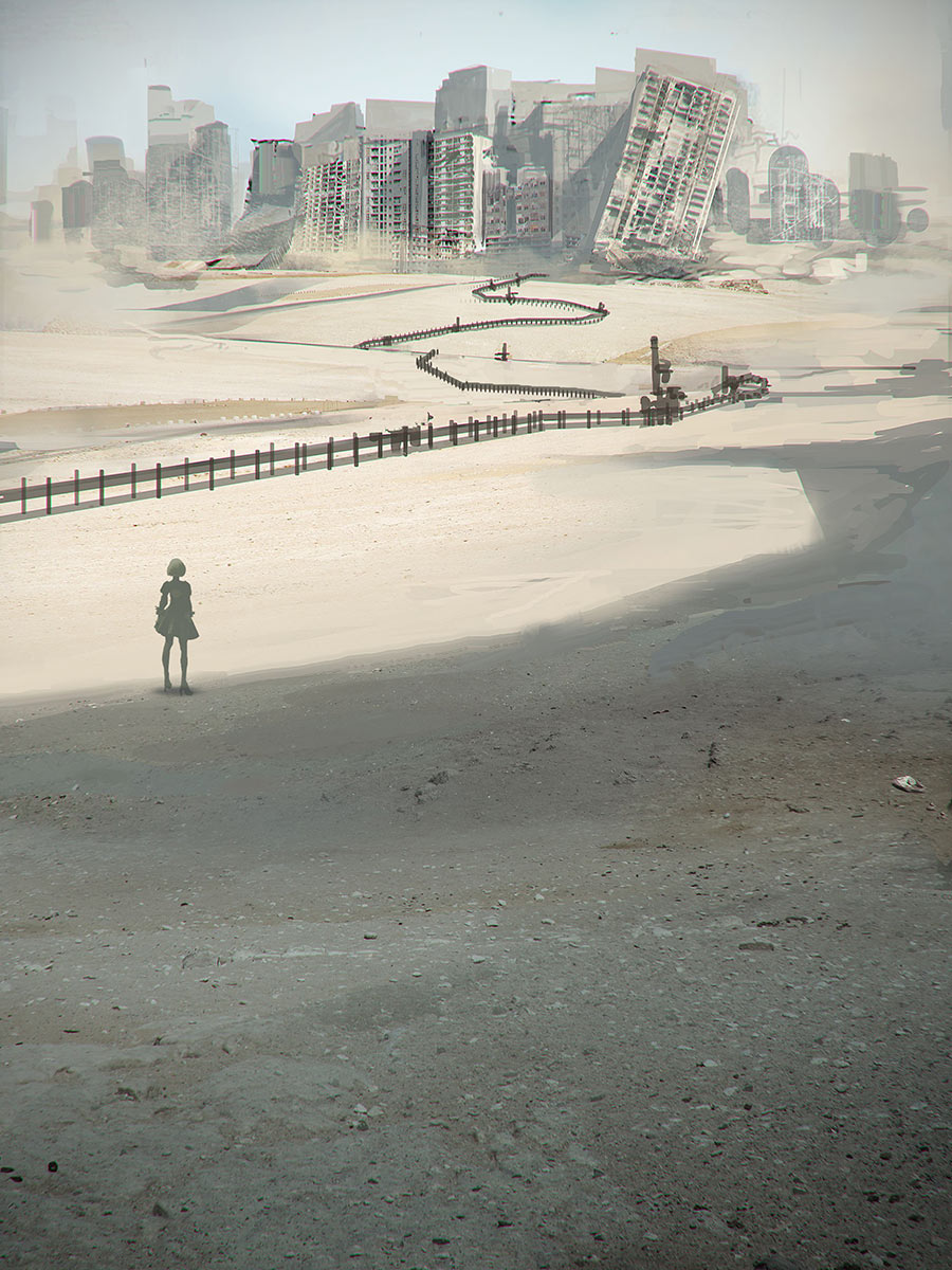 Desert City Art from NieR: Automata