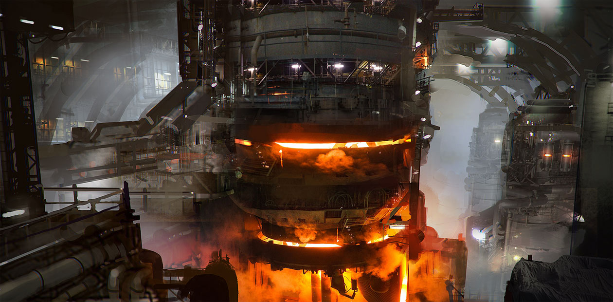 Abandoned Factory Interior Art from NieR: Automata