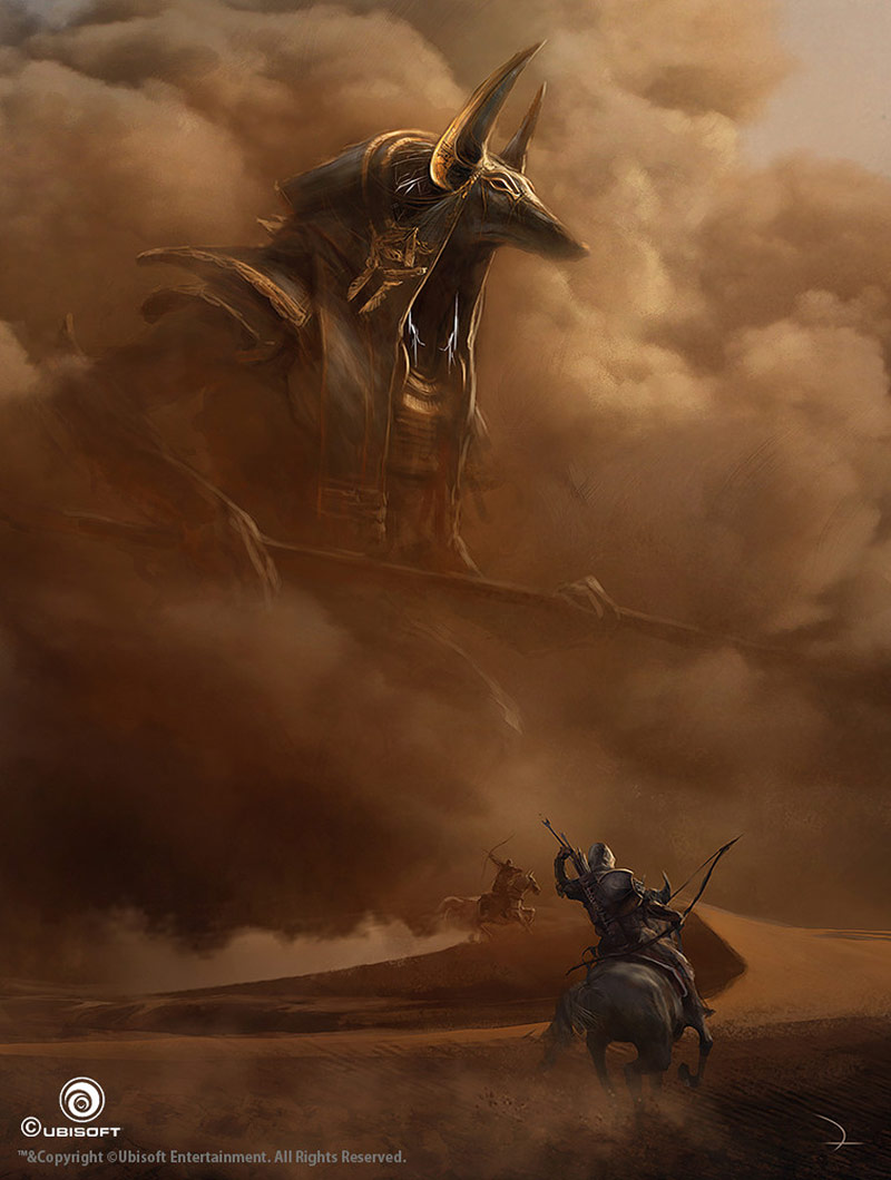 Anubis God Battle Concept Art from Assassin's Creed Origins