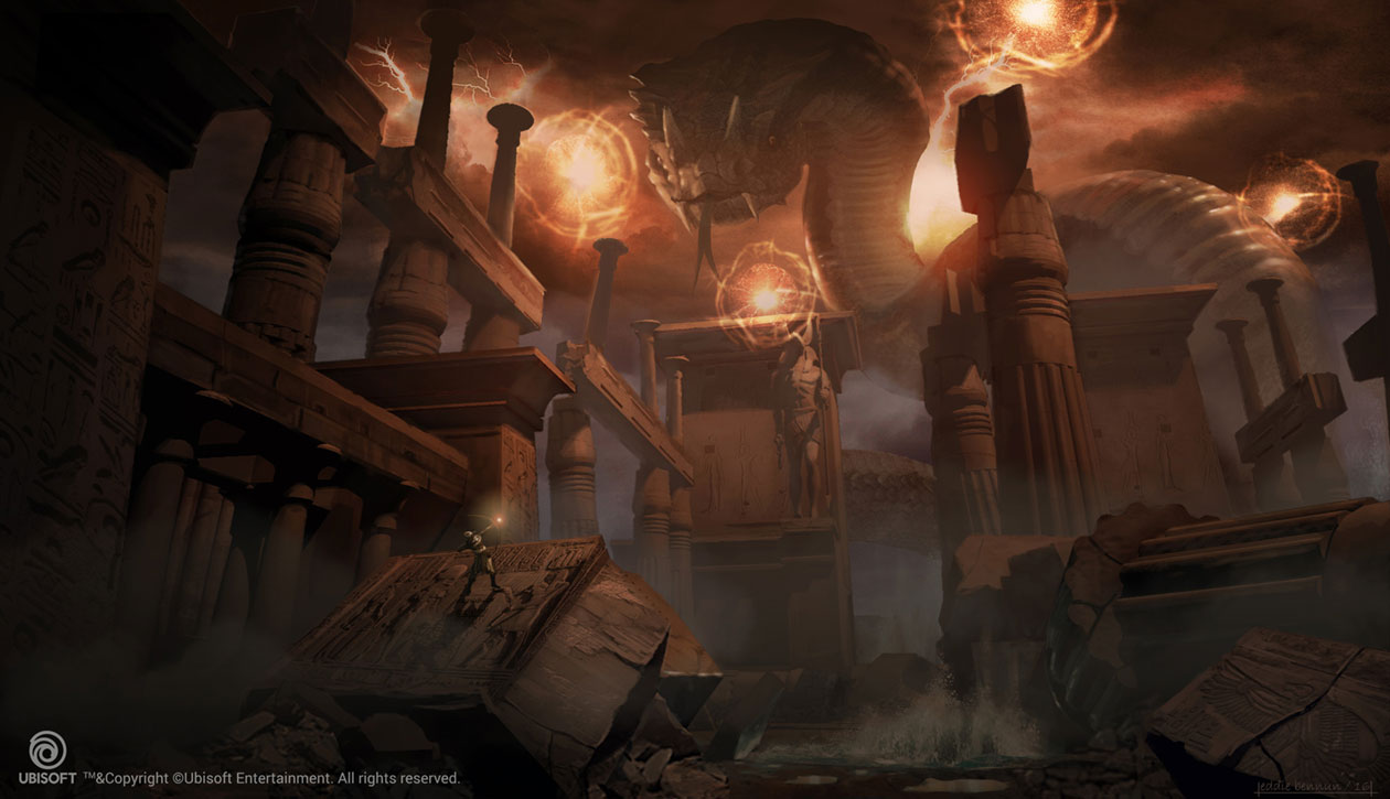 Apep Battle Concept Art from Assassin's Creed Origins