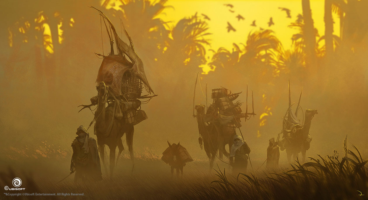 Camel Convoy Concept Art from Assassin's Creed Origins