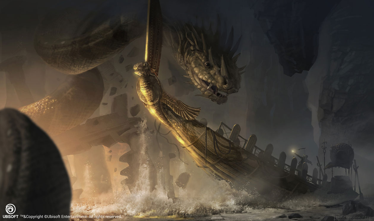Duat Open Ocean Fight Concept Art from Assassin's Creed Origins