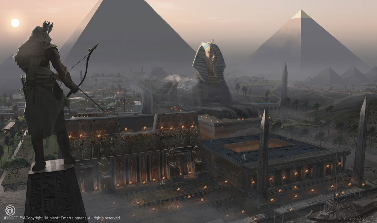 Giza Plateau & Sphinx Concept Art from Assassin's Creed Origins
