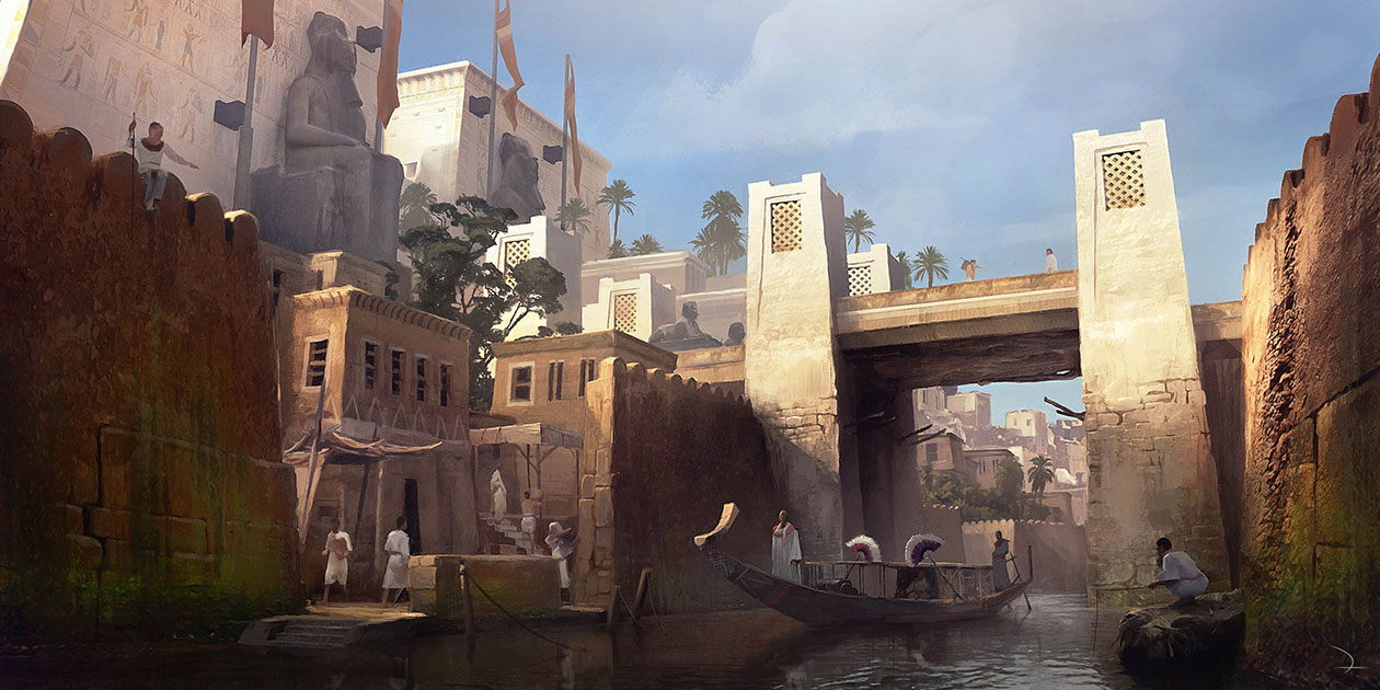 Memphis Canal Concept Art from Assassin's Creed Origins