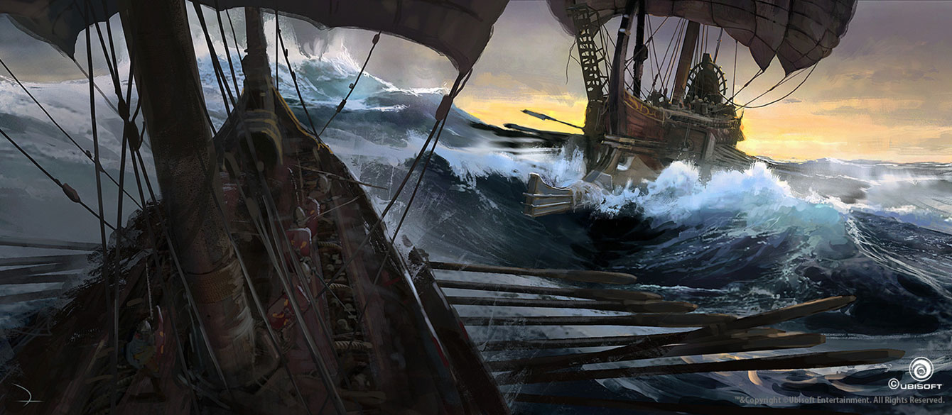 Naval Battle Concept Art from Assassin's Creed Origins