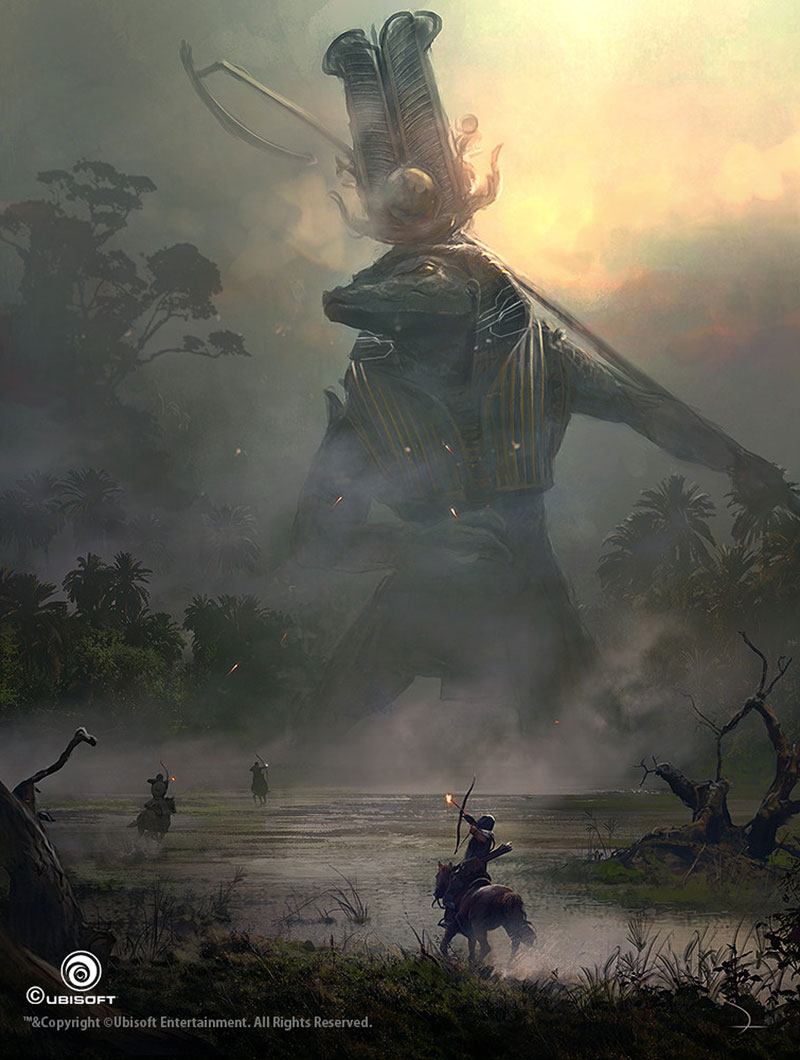 Sobek God Battle Concept Art from Assassin's Creed Origins
