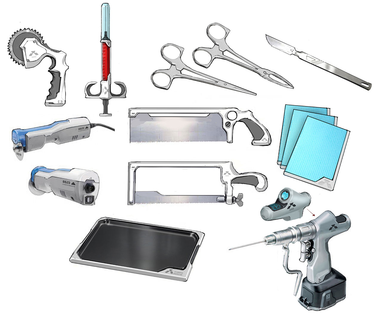 Medical Tools Concept Art from Doom (2016)