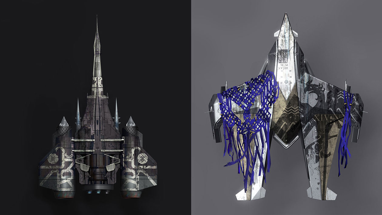 Ikora and Saint-14 Ships Art from Destiny 2