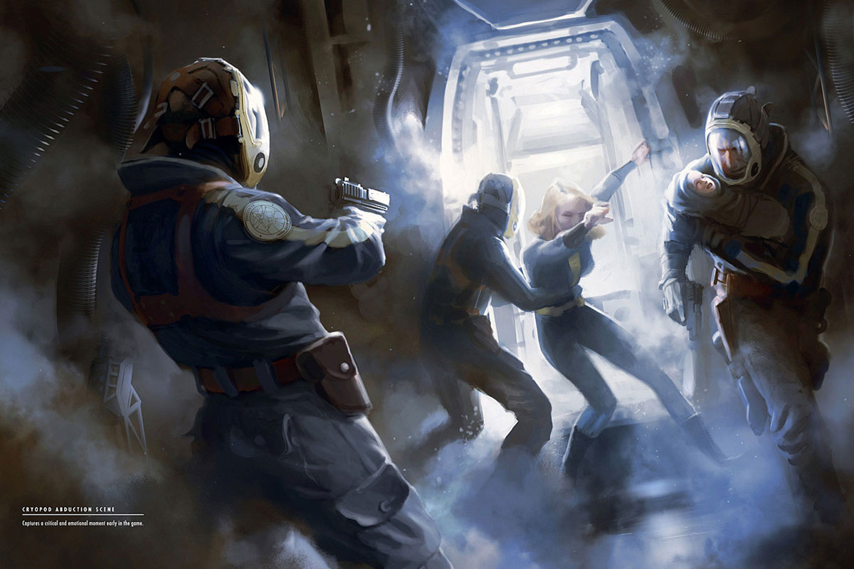 Cryopod Abduction Concept Art from Fallout 4