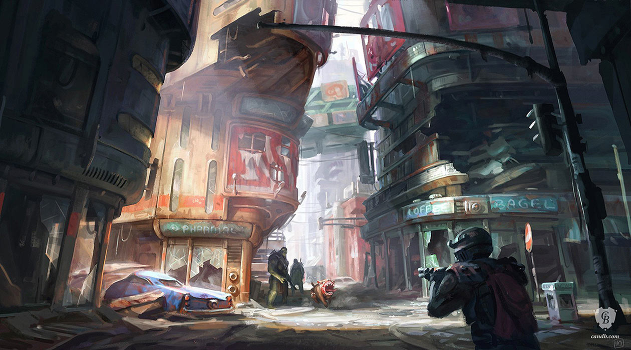Downtown Financial District Concept Art from Fallout 4