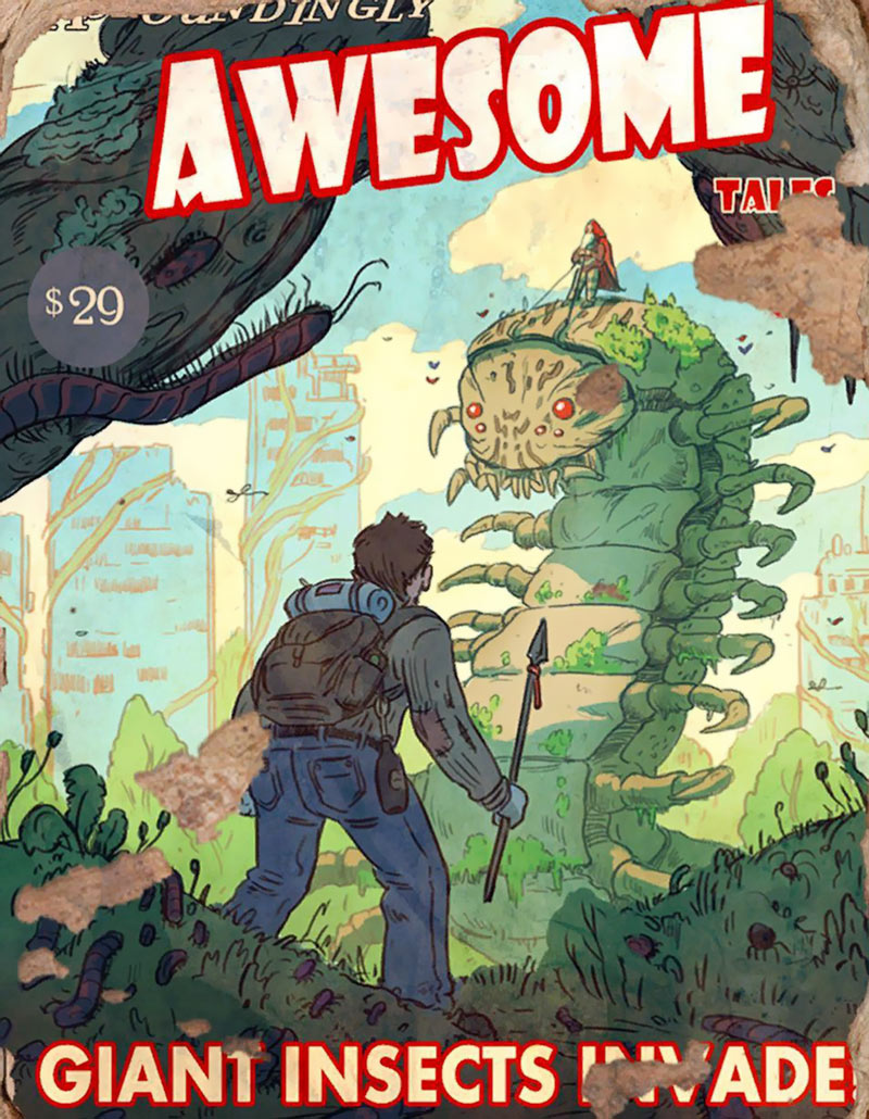 Astoundingly Awesome Tales, Giant Insects Invade Magazine Cover Art from Fallout 4