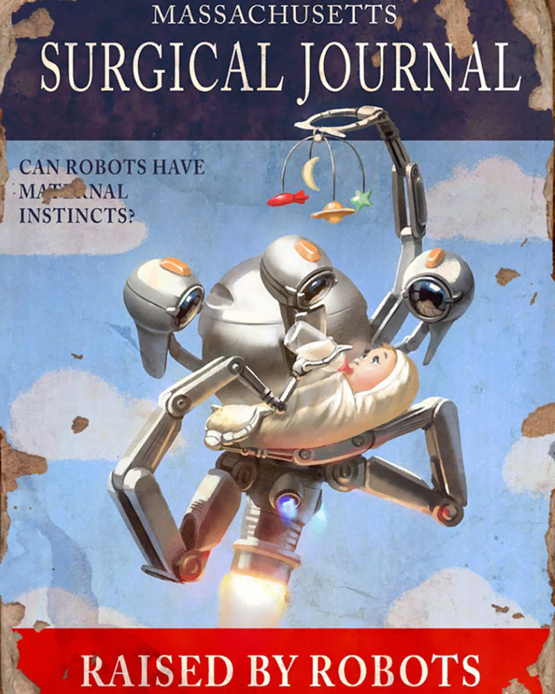 Massachusetts Surgical Journel, Raised by Robots Magazine Cover Art from Fallout 4