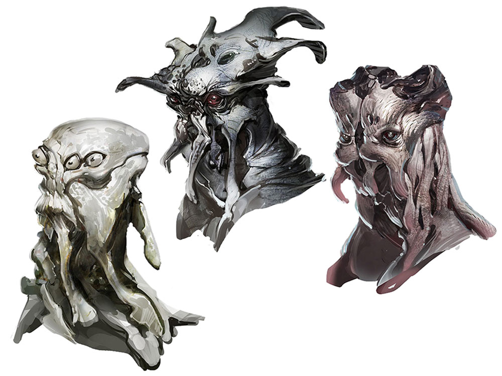 Alien Heads Concept Art from Mass Effect: Andromeda