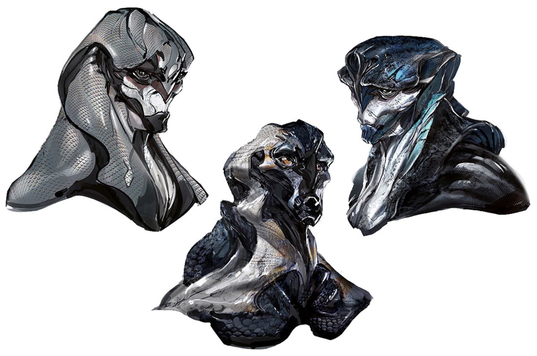 Alien Heads Concept Artwork from Mass Effect: Andromeda