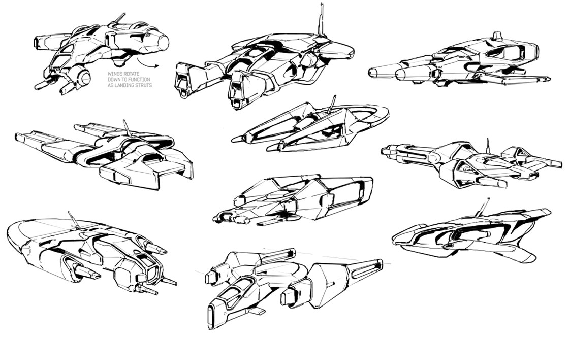 Angara Fighter Sketches from Mass Effect: Andromeda