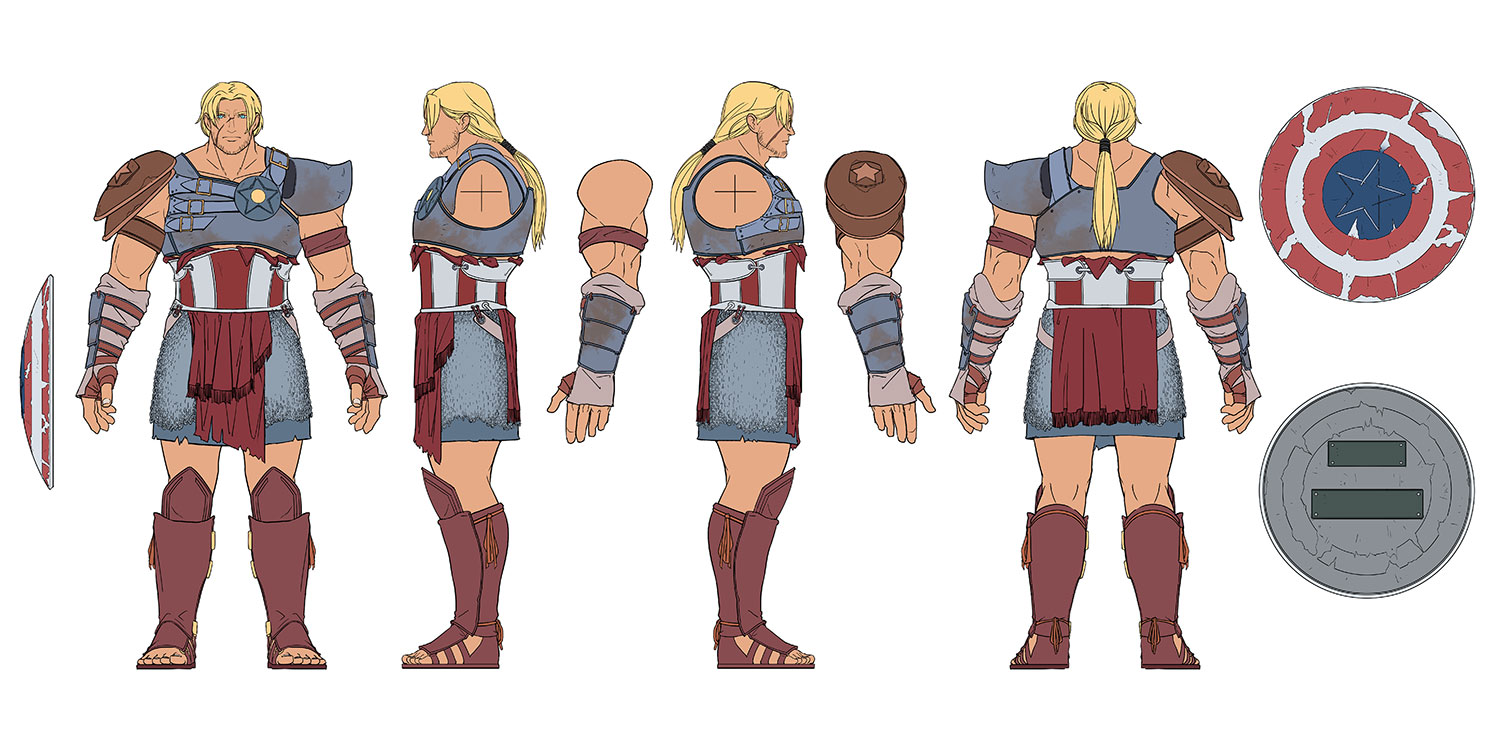 Captain America Gladiator Costume Artwork from Marvel vs. Capcom: Infinite