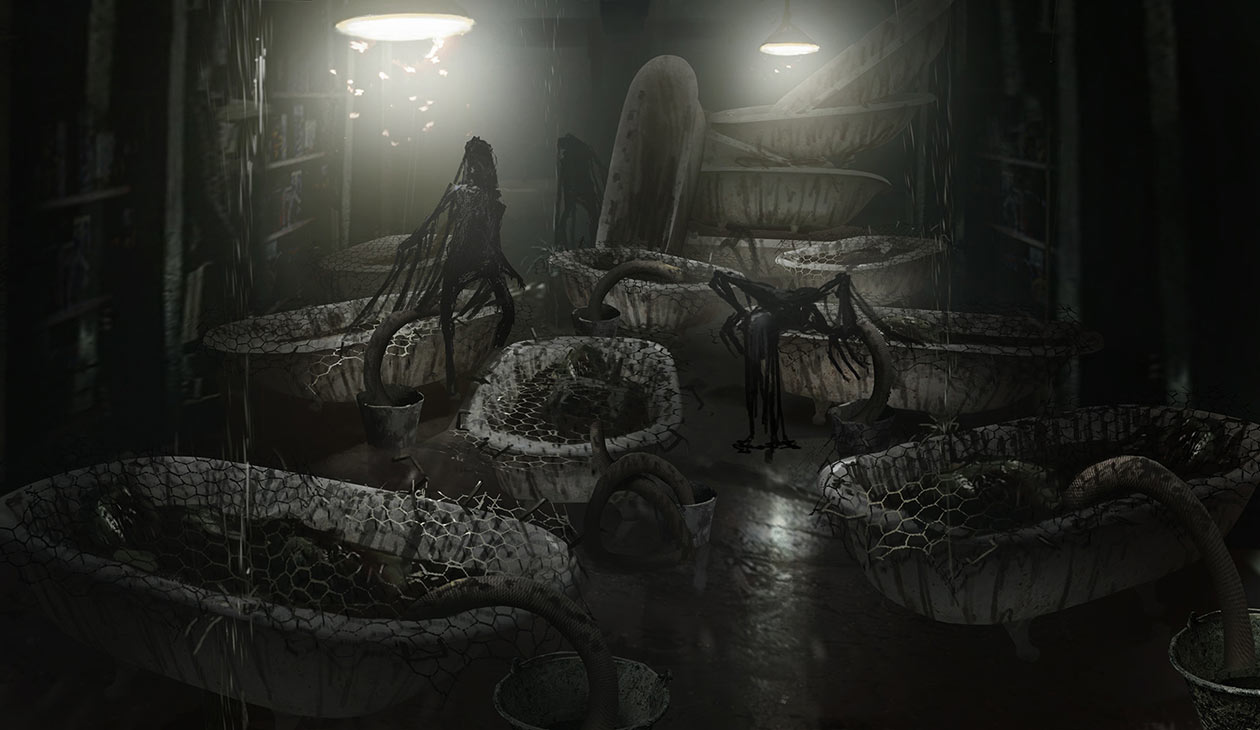Bathtub Room Concept Art from Resident Evil 7: Biohazard