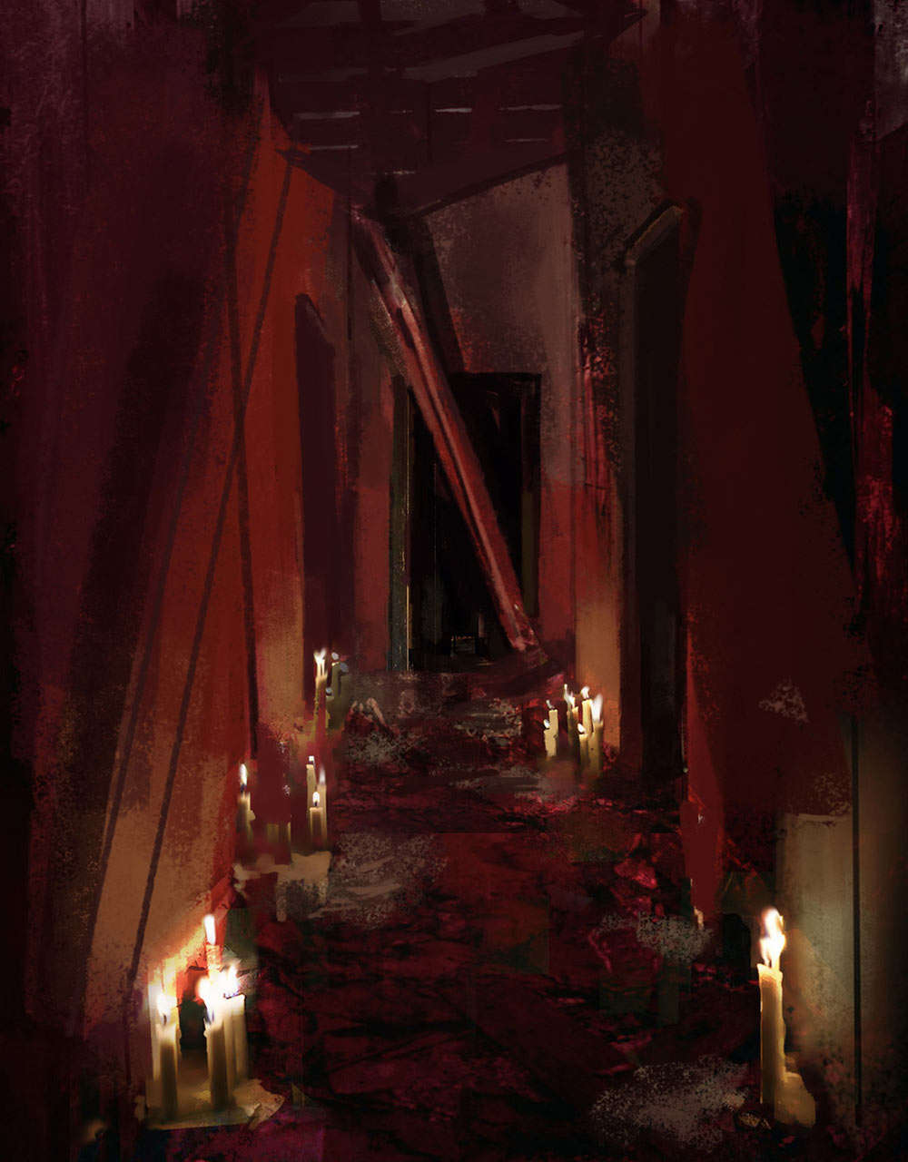 Bloody Hallway Concept Art from Resident Evil 7: Biohazard