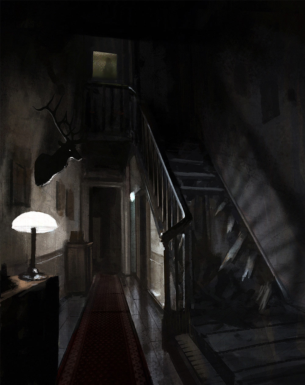 Collapsed Stairs Concept Art from Resident Evil 7: Biohazard