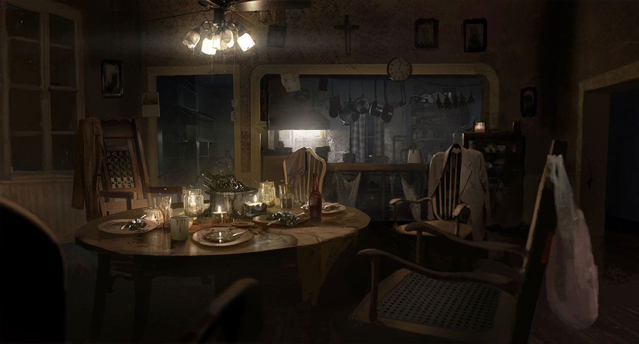Dining Room Concept Art from Resident Evil 7: Biohazard
