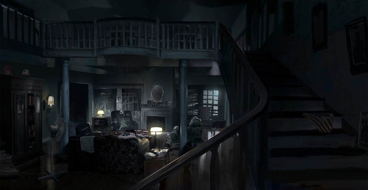 Living Room Concept Art from Resident Evil 7: Biohazard