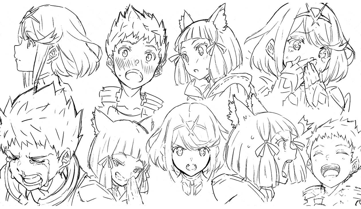 Character Face Sketches from Xenoblade Chronicles 2