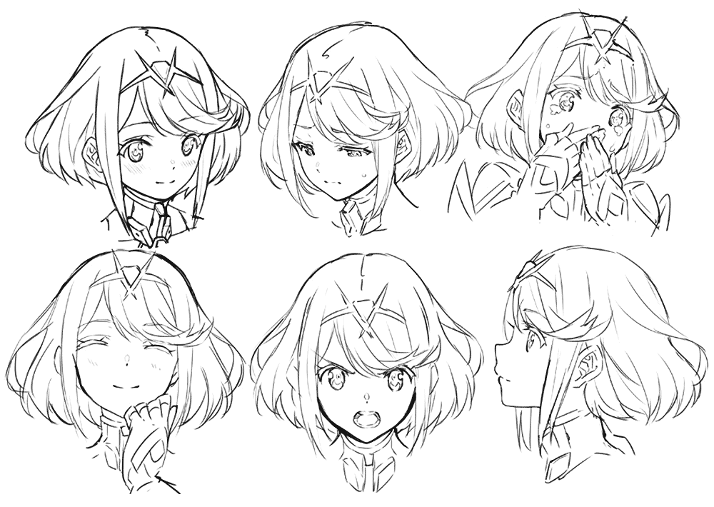 Pyra Facial Expressions Artwork from Xenoblade Chronicles 2