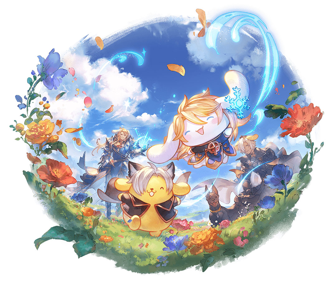 Cinnamoroll and Pompompurin Illustration from Granblue Fantasy