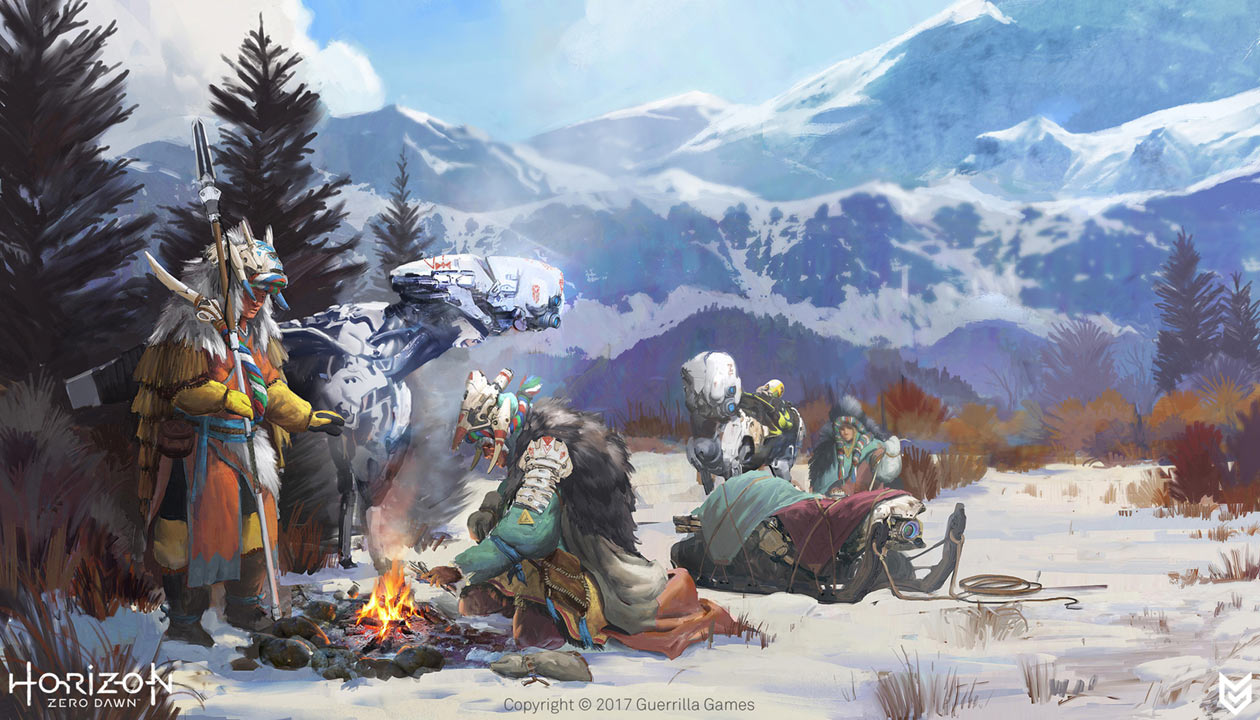 Banuk Campfire Concept Art from Horizon Zero Dawn