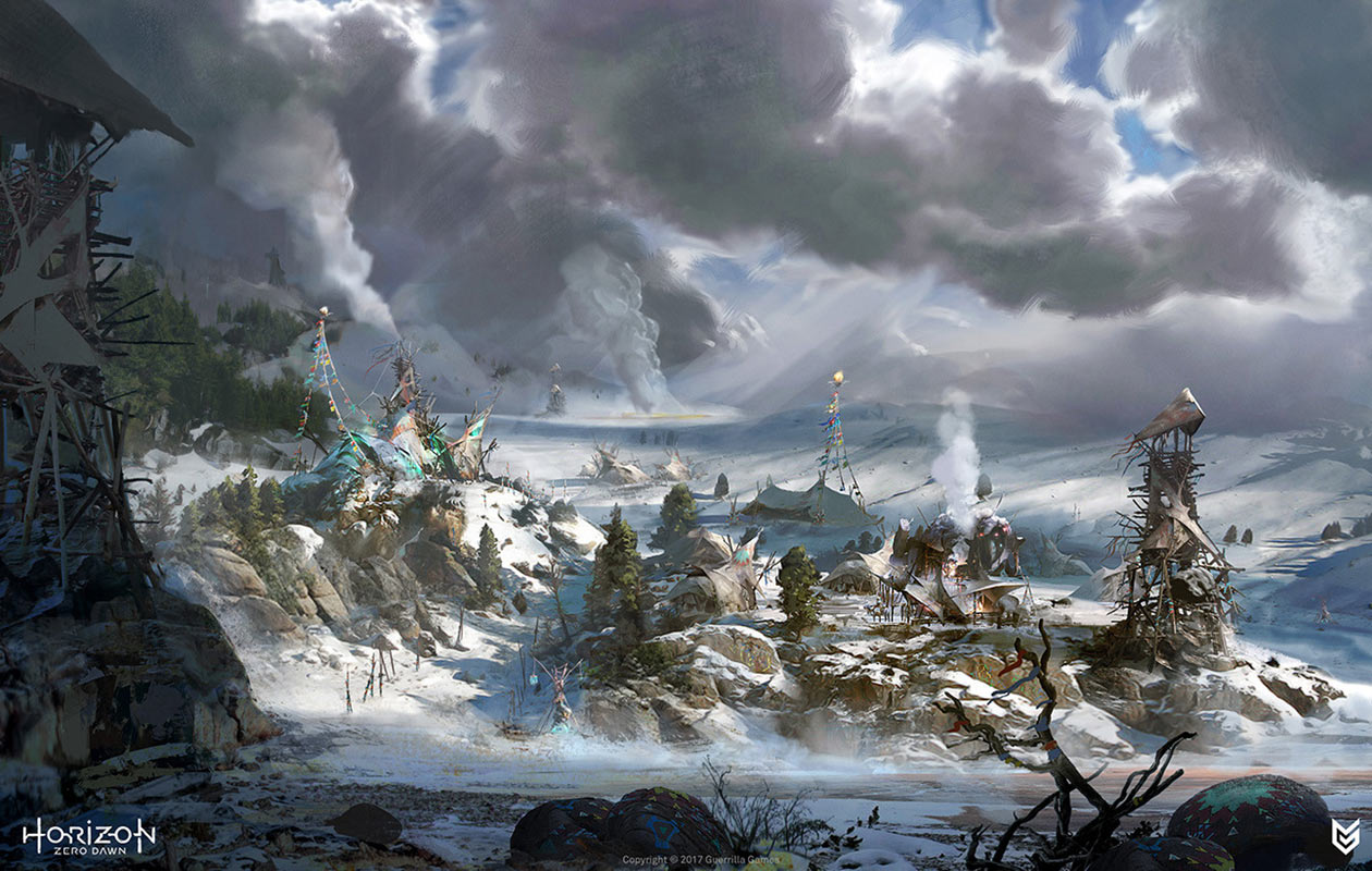 Banuk Village Landscape Concept Art from Horizon Zero Dawn