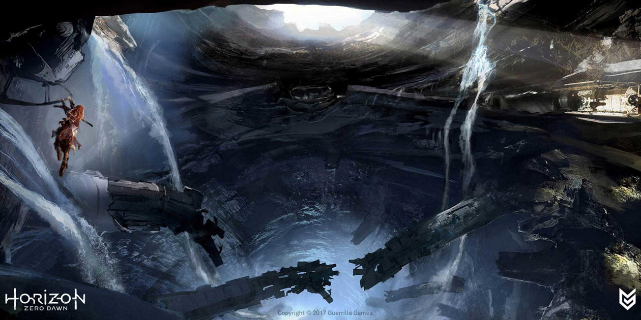Gaias Bunker Destroyed Concept Art from Horizon Zero Dawn
