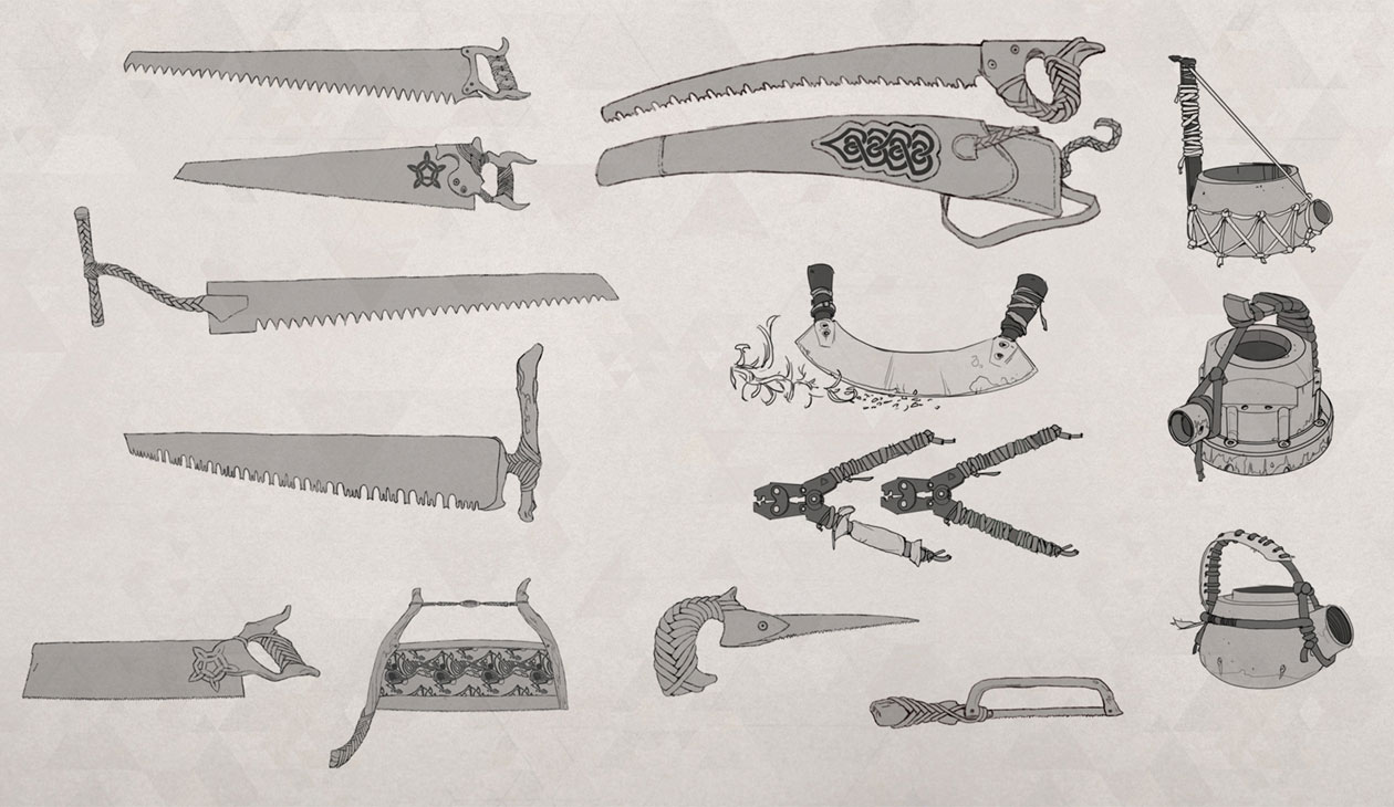 Nora Tools Concept Art from Horizon Zero Dawn