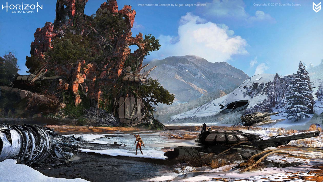 Ruins Landscape Concept Art from Horizon Zero Dawn