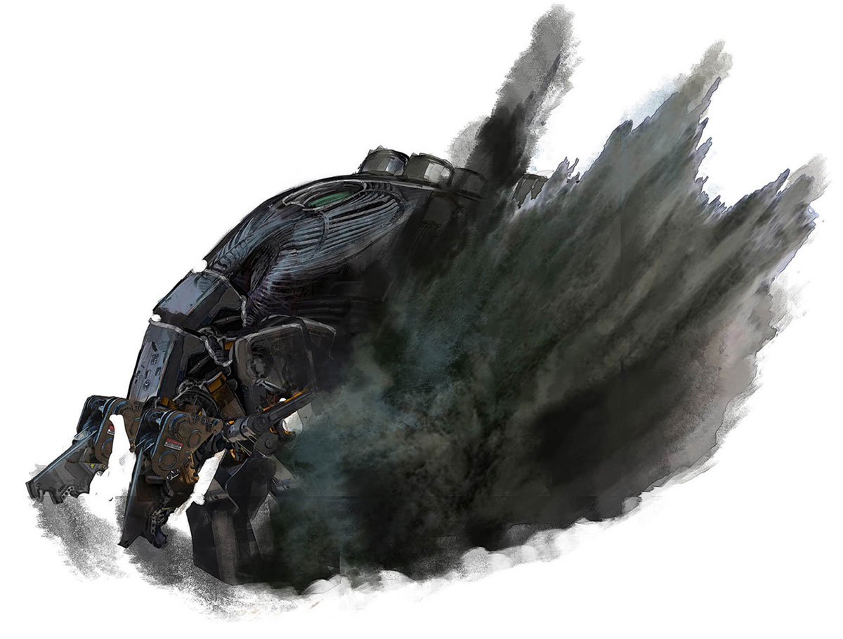 Trampler Exhaust Concept Concept Art from Horizon Zero Dawn