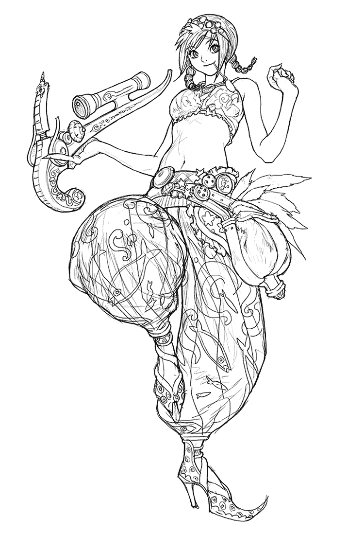 Kazaa Amigo Character Sketch from The War of Genesis IV: Spiral Genesis