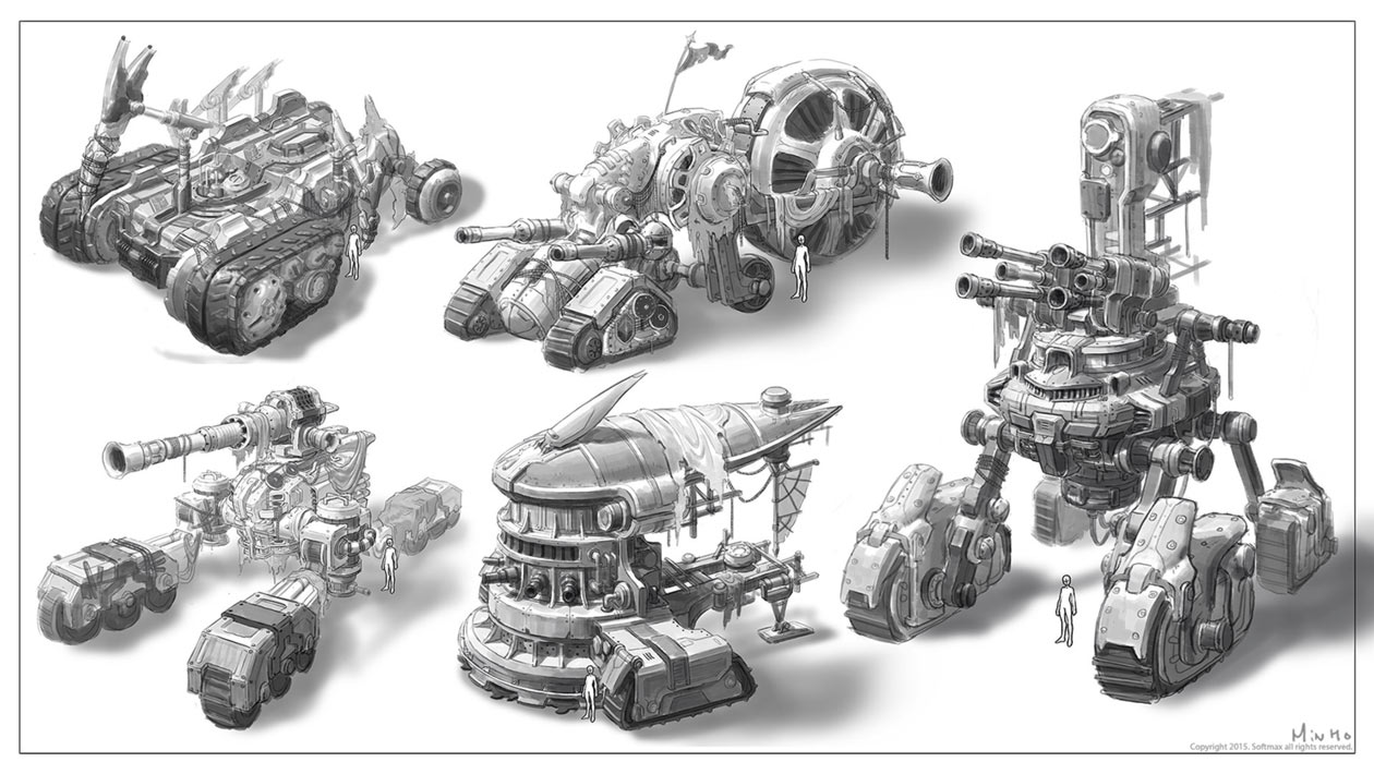 Vehicle Designs Artwork from The War of Genesis IV: Spiral Genesis