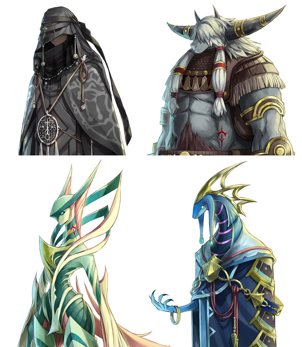 Uura, Minos, Nestor, & Hydra Artwork from Ys VIII: Lacrimosa of Dana